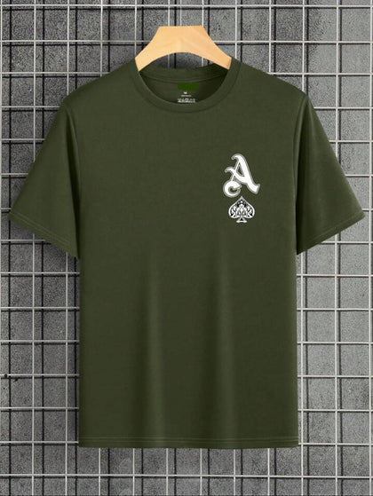 Mens Cotton Sticker Printed T-Shirt TTMPS136 - Olive Green