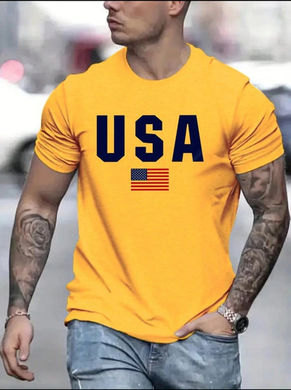 Nine Zero USA Printed NZMT22 T-Shirt - Yellow