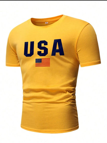 Nine Zero USA Printed NZMT22 T-Shirt - Yellow