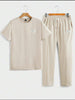 Mens Pants + T-Shirt Printed Set by Nine Zero - NZMPSET1 - Cream