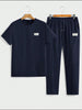 Mens Pants + T-Shirt Printed Set by Nine Zero - NZMPSET1 - Navy Blue