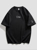 Nine Zero C Drop Shoulder Printed NZMT34 T-Shirt - Black