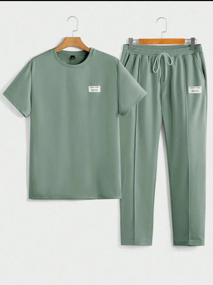 Mens Pants + T-Shirt Printed Set by Nine Zero - NZMPSET1 - Mint Green