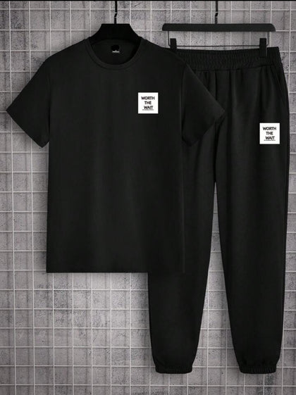 Mens Jogger Pants + T-Shirt Set by Nine Zero - NZMPRIPP2 - Black Black