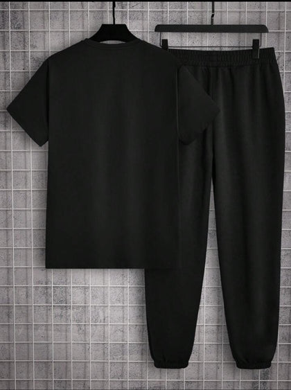 Mens Jogger Pants + T-Shirt Set by Nine Zero - NZMPRIPP2 - Black Black