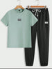 Mens Jogger Pants + T-Shirt Set by Nine Zero - NZMPRIPP1 - Mint Green Black