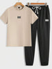 Mens Jogger Pants + T-Shirt Set by Nine Zero - NZMPRIPP1 - Cream Black