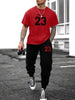 Mens Jogger Pants + T-Shirt Set by Nine Zero - NZMPRIPP3 - Red Black