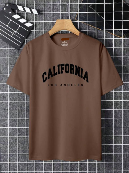 Nine Zero California Printed NZMT37 T-Shirt - Brown