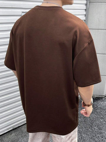 Nine Zero Mens Oversized Drop Shoulder NZOSDS T-Shirt - Brown