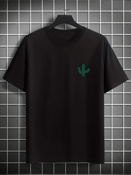 Nine Zero Cactus Printed NZMT40 T-Shirt - Black