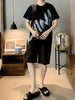 Mens Summer Shorts + T-Shirt Set - TTMSS153 - Black Black