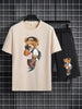 Mens Summer Shorts + T-Shirt Set - TTMSS10 - Cream Black
