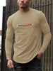 Mens Cotton Sticker Printed Long Sleeve T-Shirt by Tee Tall LSTTMPS1 - Cream
