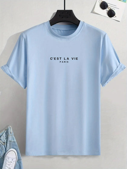 Mens Cotton Sticker Printed T-Shirt TTMPS94 - Light Blue