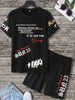 Mens Summer Shorts + T-Shirt Set - TTMSS84 - Black Black