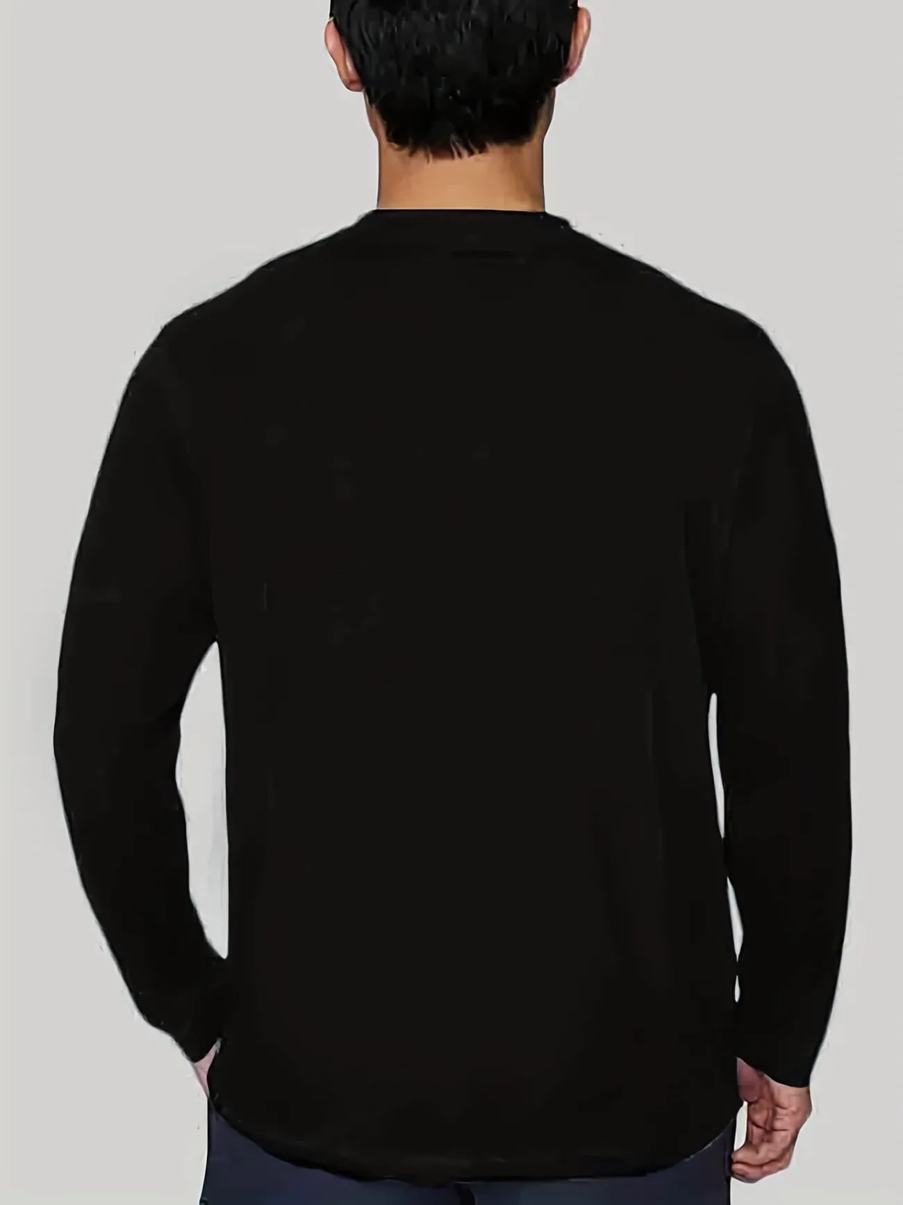 Mens Cotton Sticker Printed Long Sleeve T-Shirt by Tee Tall LSTTMPS10 - Black