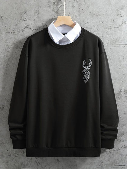 Mens Printed Sweatshirt by Tee Tall TTMPWS59 - Black