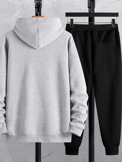 Mens Hoodie and Pants Set by Tee Tall - MHPSTT23 - Grey Black