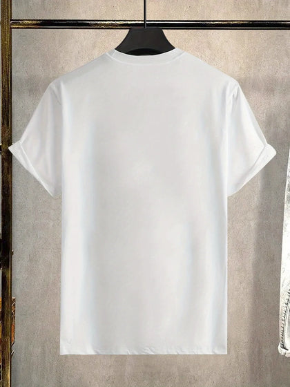 Mens Cotton Sticker Printed T-Shirt TTMPS94 - White