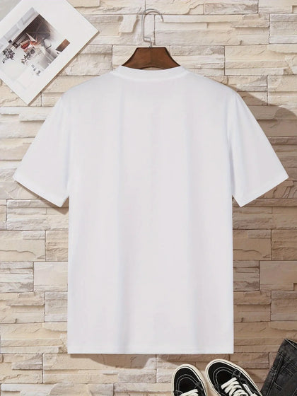 Mens Cotton Sticker Printed T-Shirt TTMPS95 - White