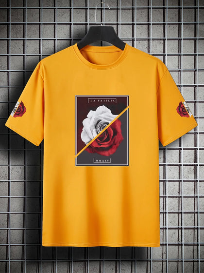Mens Cotton Sticker Printed T-Shirt by Tee Tall TTMPS104 - Orange