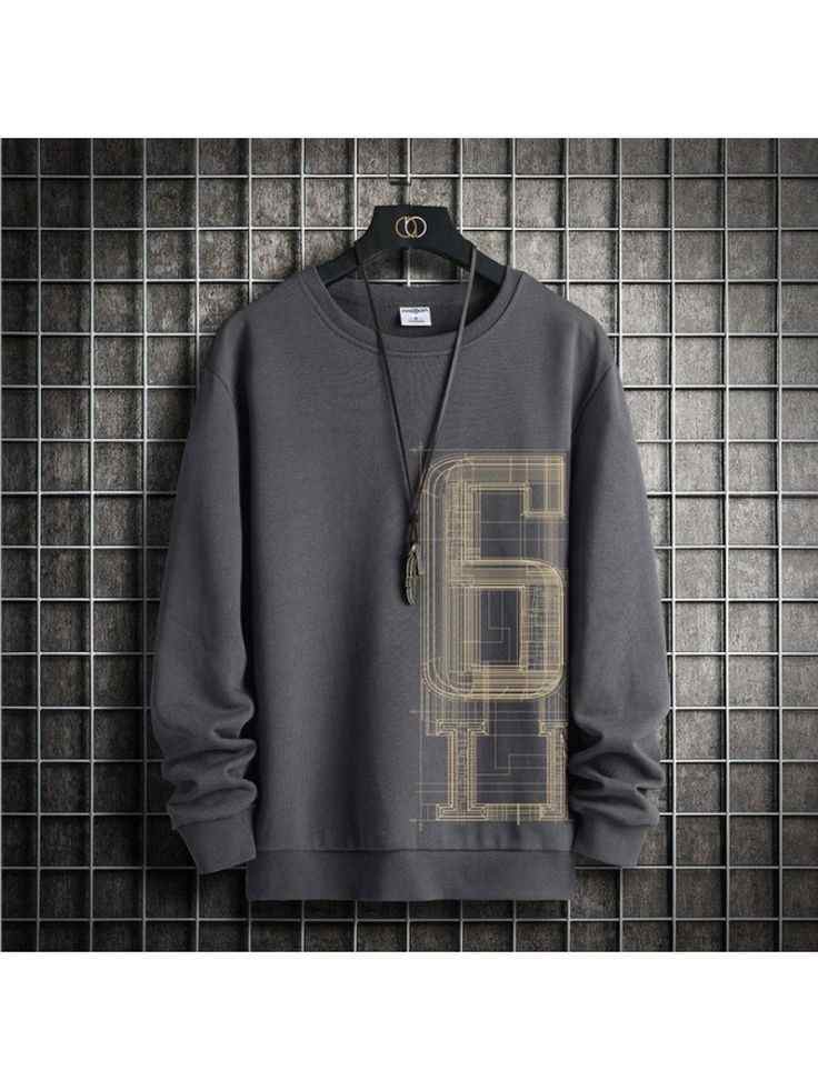 Mens Printed Sweatshirt by Tee Tall TTMPWS8 - Charcoal