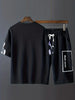 Mens Summer Shorts + T-Shirt Set - TTMSS159 - Black Black