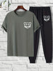 Mens Summer Pants + T-Shirt Set - TTMSTS5 - Charcoal Black