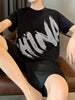 Mens Summer Shorts + T-Shirt Set - TTMSS153 - Black Black