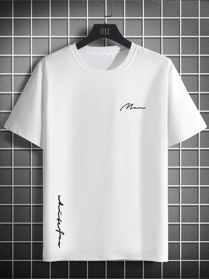 Mens Cotton Sticker Printed T-Shirt TTMPS98 - White
