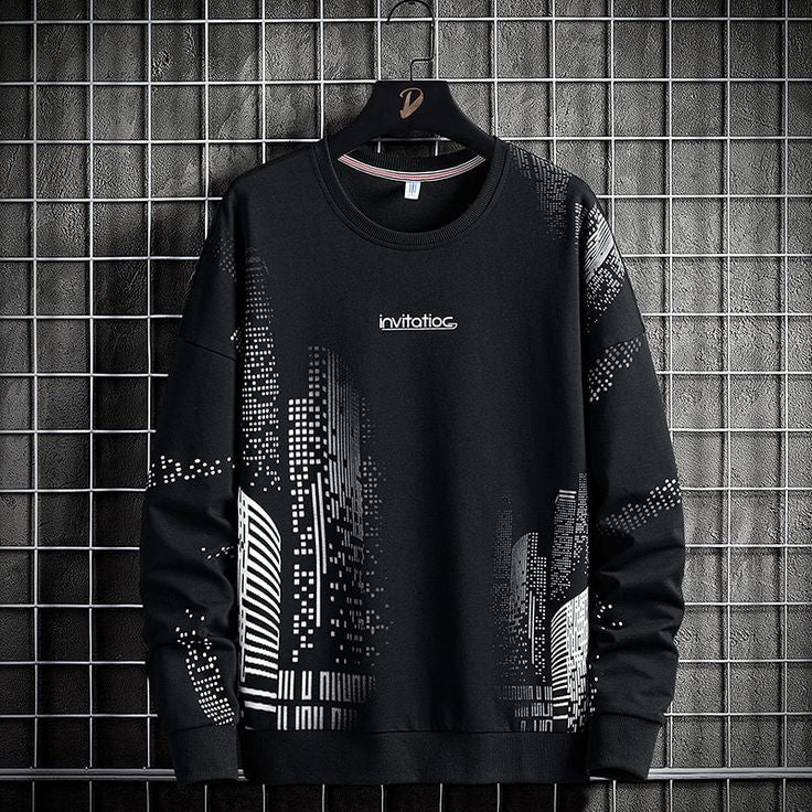 Mens Printed Sweatshirt by Tee Tall TTMPWS69 - Black