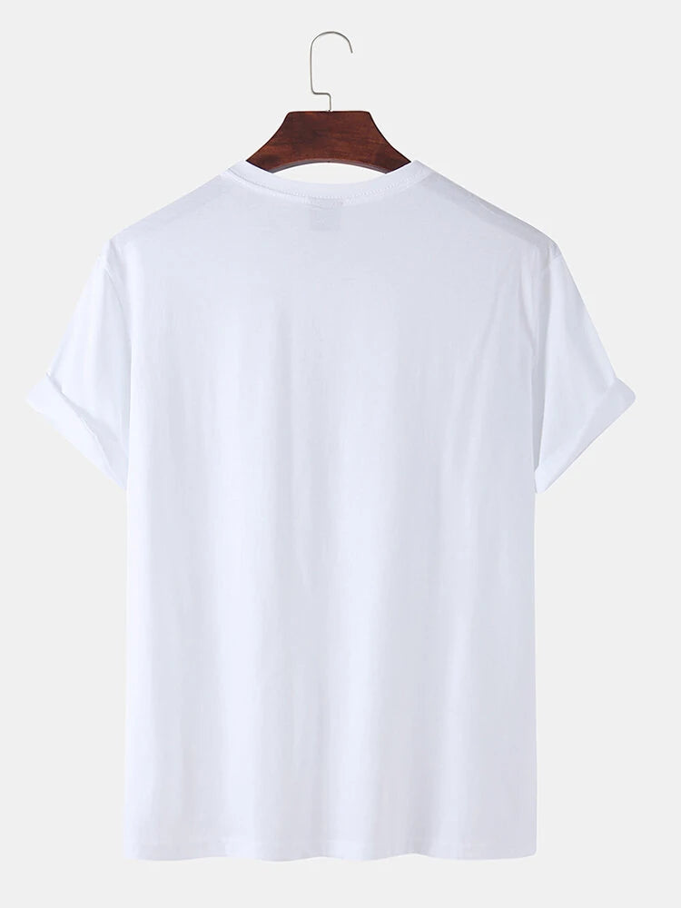 Mens Cotton Sticker Printed T-Shirt TTMPS52 - White