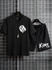 Mens Summer Shorts + T-Shirt Set - TTMSS98 - Black Black