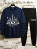 Mens Sweatshirt and Pants Set by Tee Tall - MSPSTT35 - Navy Blue Black