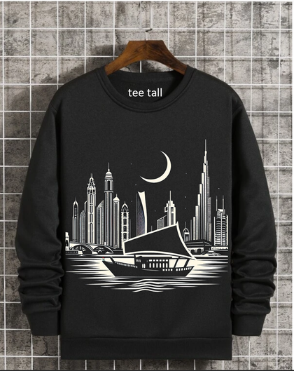 Mens Printed Sweatshirt by Tee Tall TTMPWS84 - Black
