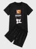 Mens Summer Shorts + T-Shirt Set - TTMSS45 - Black Black