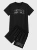 Mens Summer Shorts + T-Shirt Set - TTMSS73 - Black Black