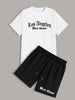 Mens Summer Shorts + T-Shirt Set - TTMSS61 - White Black