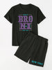 Mens Summer Shorts + T-Shirt Set - TTMSS70 - Black Black