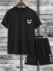 Mens Summer Shorts + T-Shirt Set - TTMSS63 - Black Black