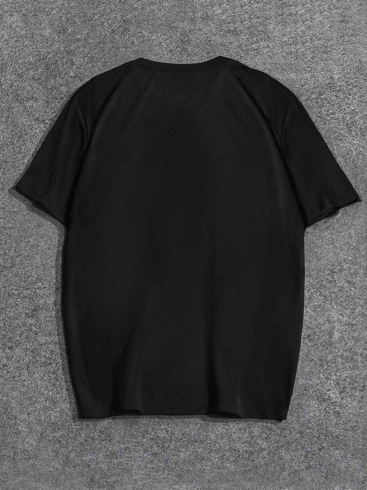 Mens Cotton Sticker Printed T-Shirt TTMPS21 - Black