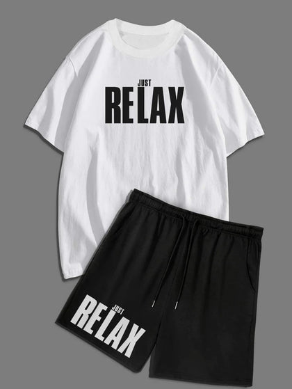 Mens Summer Shorts + T-Shirt Set - TTMSS39 - White Black