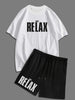 Mens Summer Shorts + T-Shirt Set - TTMSS39 - White Black