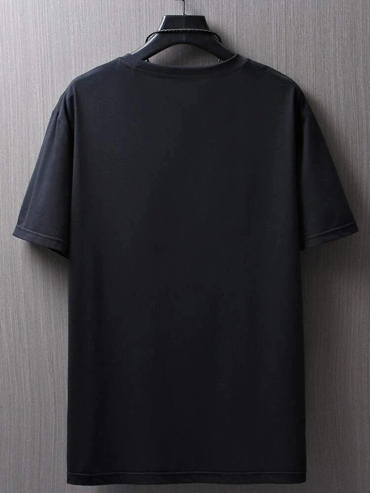 Mens Cotton Sticker Printed T-Shirt TTMPS24 - Black