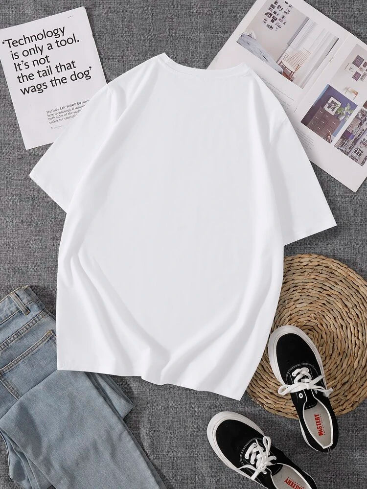 Mens Cotton Sticker Printed T-Shirt TTMPS2 - White