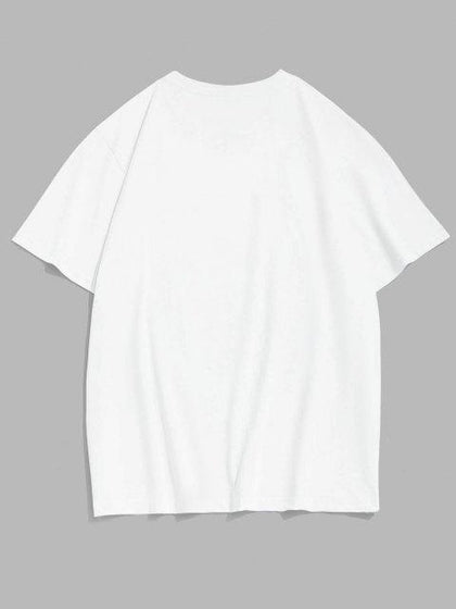 Mens Cotton Sticker Printed T-Shirt TTMPS30 - White