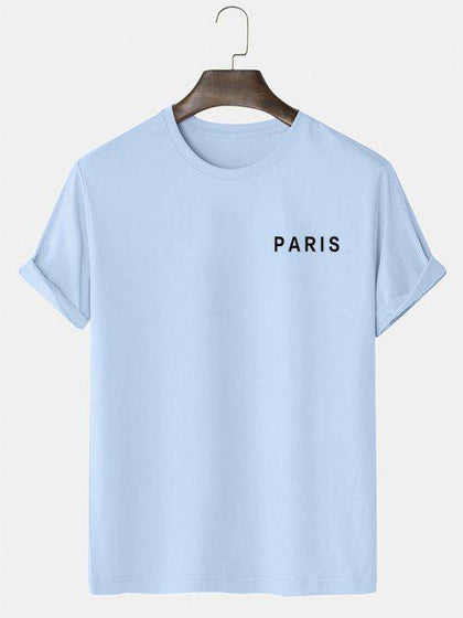 Mens Cotton Sticker Printed T-Shirt TTMPS5 - Light Blue