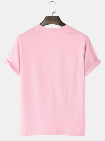 Mens Cotton Sticker Printed T-Shirt TTMPS5 - Pink