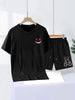Mens Summer Shorts + T-Shirt Set - TTMSS41 - Black Black